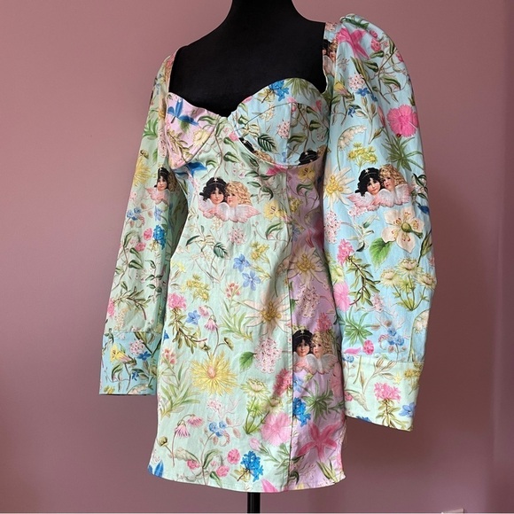 NEW! Fiorucci- Alpine Angels Mini Bodice Mini Dress Long Sleeve Size Large - Picture 6 of 16